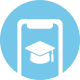 blaues Icon für Theorieprüfung mit Theoriestunden-Buchungen in der 123FAHRSCHULE App