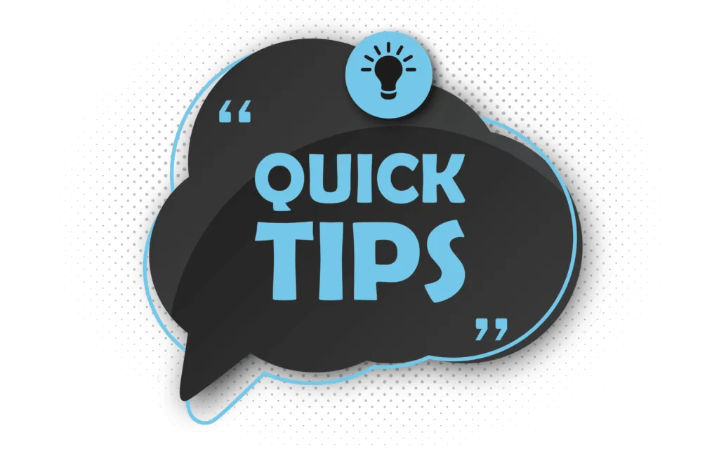 Grafik mit der Aufschrift "Quick Tips"