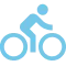 blaues Icon mit Fahrradfahrer