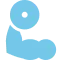 blaues Icon mit muskulösem Oberarm