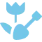 blaues Icon mit Blume und Schüppe